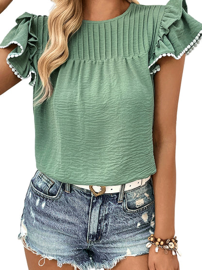 European and American Leisure Style Short-Sleeved Chiffon Shirt for Women 2024 Summer New Arrival Fashion All-Match Half Sleeve Head Tops Women