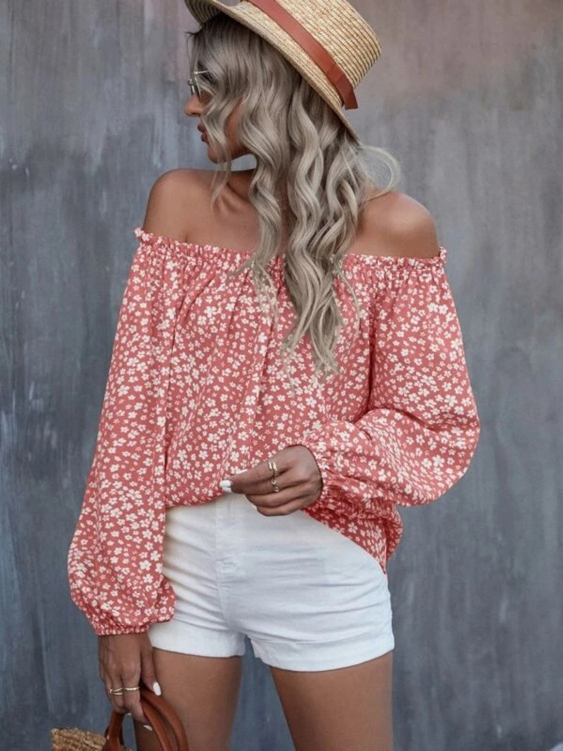 Off-Shoulder Long Sleeve Blouse