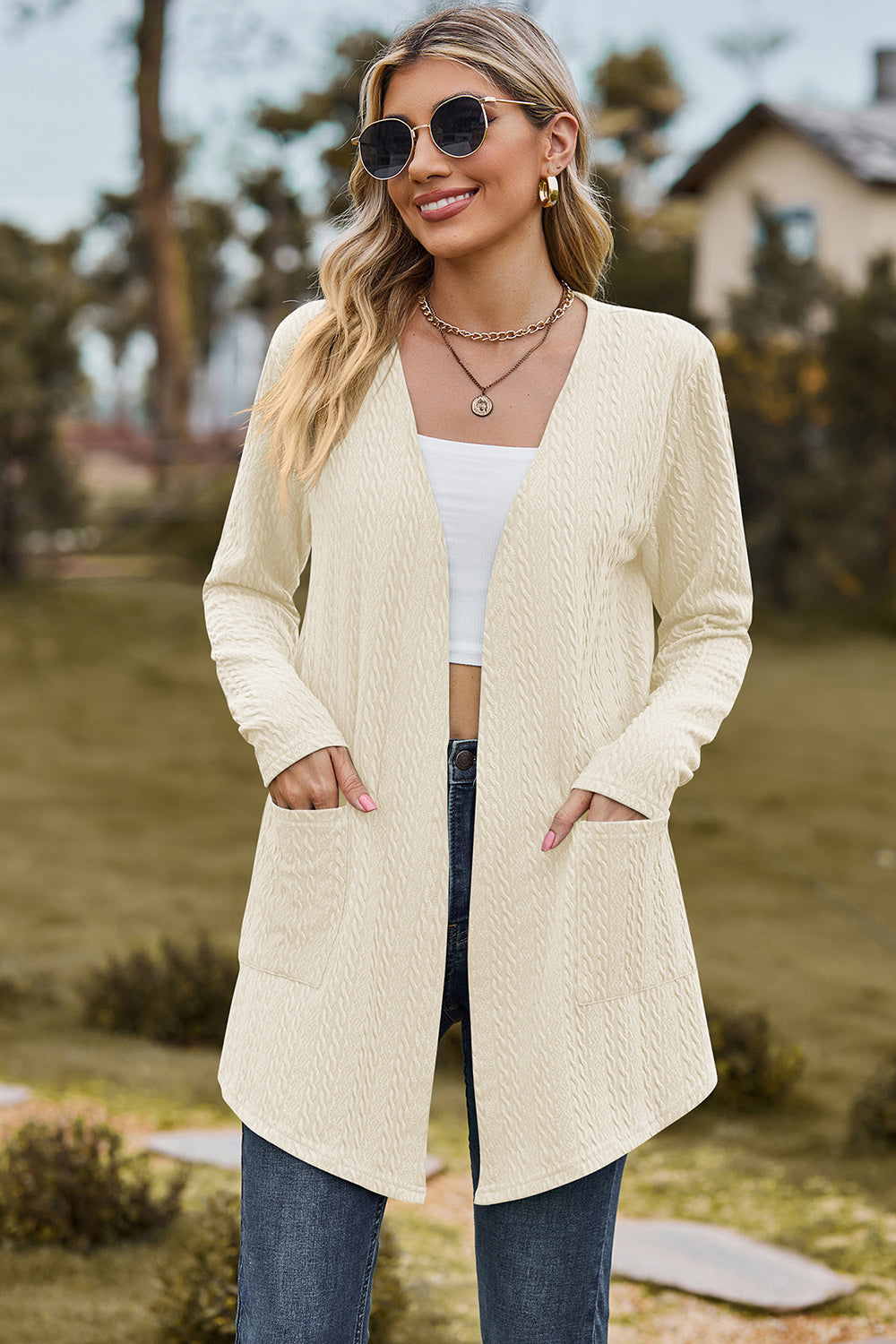 Open Front Long Sleeve Cardigan