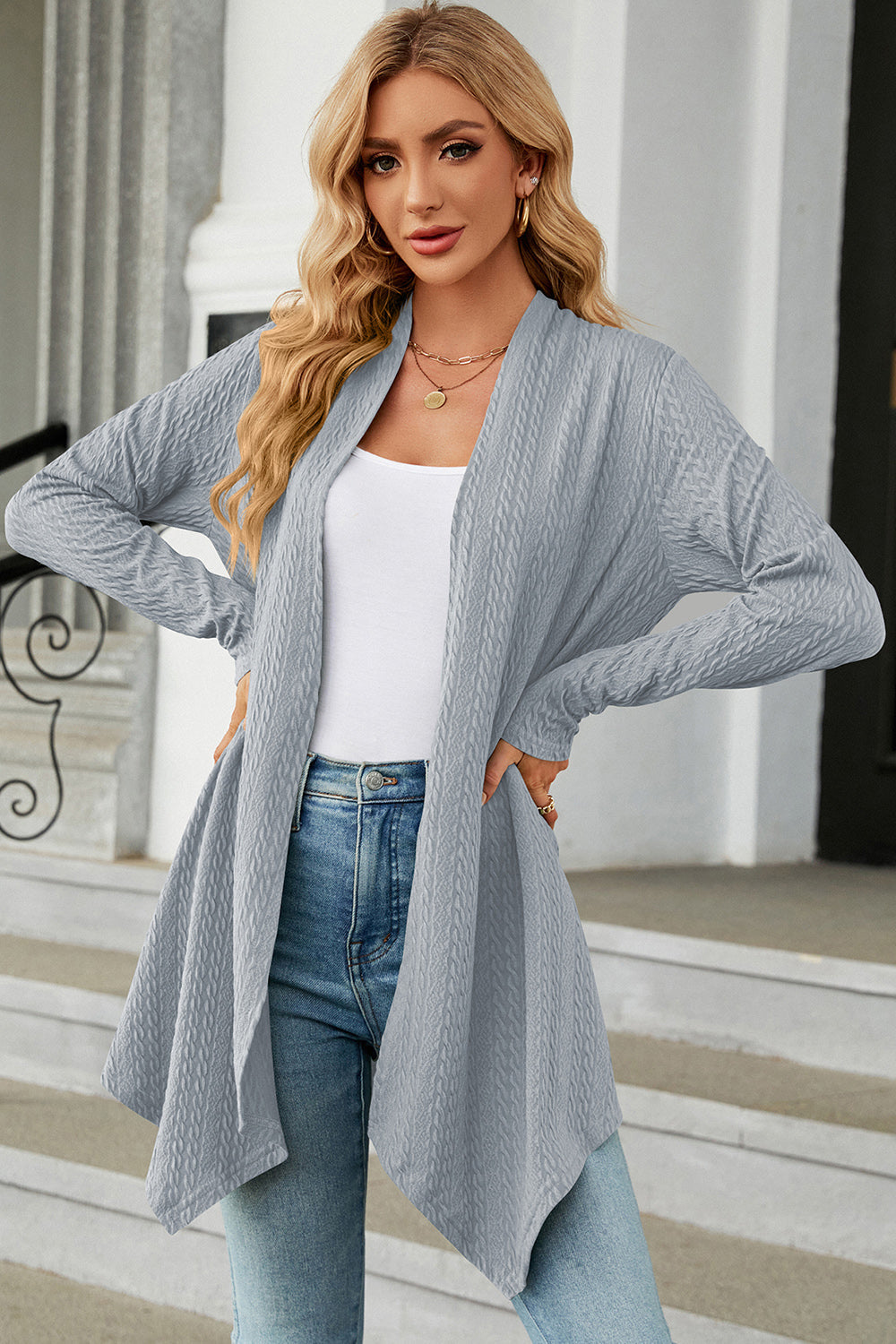 Open Front Long Sleeve Cardigan