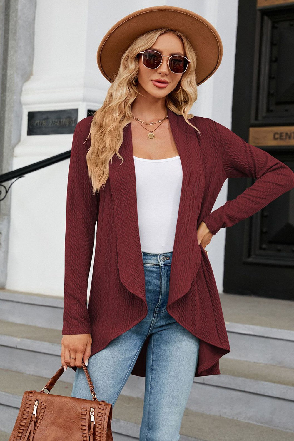 Open Front Long Sleeve Cardigan