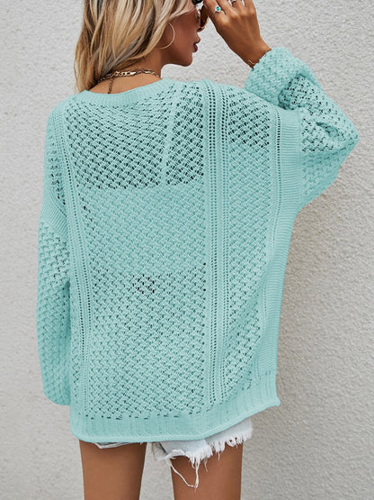 Openwork Button Front Cardigan