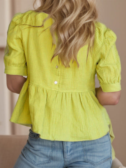 Peplum Round Neck Half Sleeve Blouse