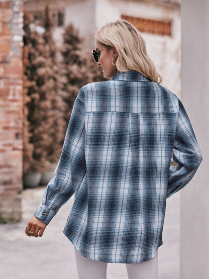 Plaid Dropped Shoulder Longline Shirt