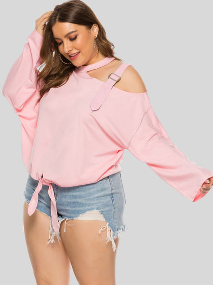 Plus Size Cold-Shoulder Tied Top