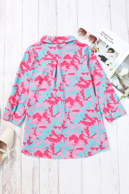 Printed Button Up Long Sleeve Shirt