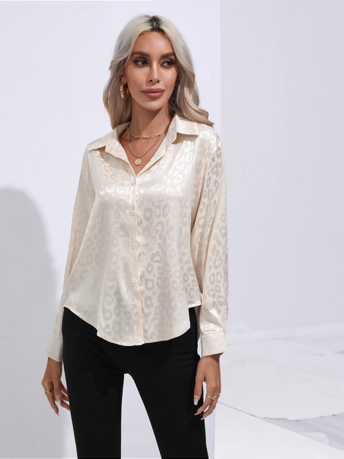 Printed Collared Neck Buttoned Shirt