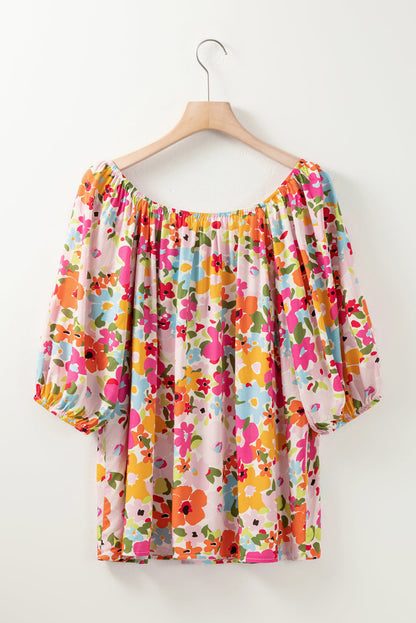 Printed Round Neck Half Sleeve Blouse