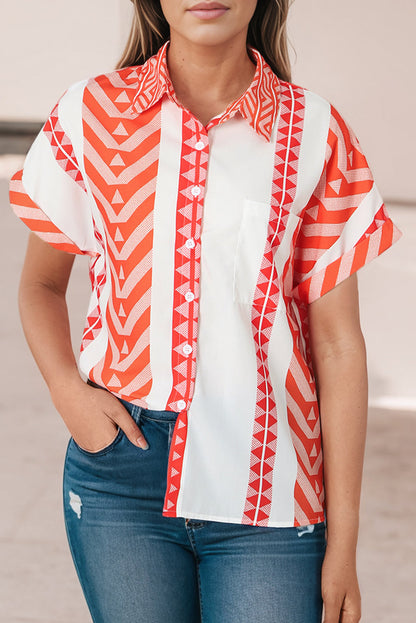 Printed Short Sleeve Collared Shirt