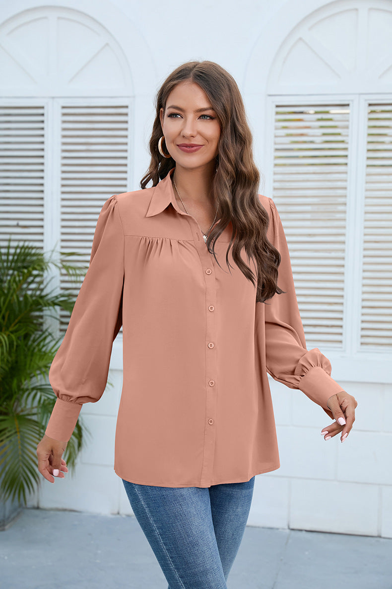 Puff Sleeve Collared Neck Shirt