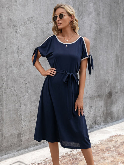 Round Neck Cold Shoulder Dress