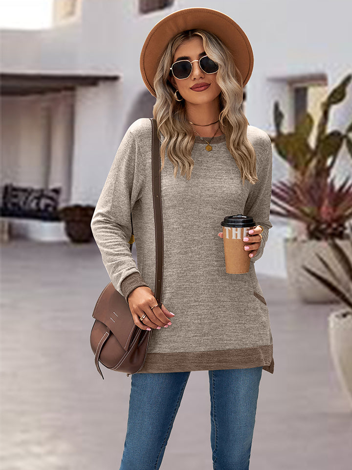 Round Neck Long Sleeve Blouse