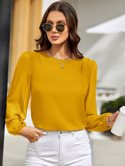 Round Neck Long Sleeve Blouse