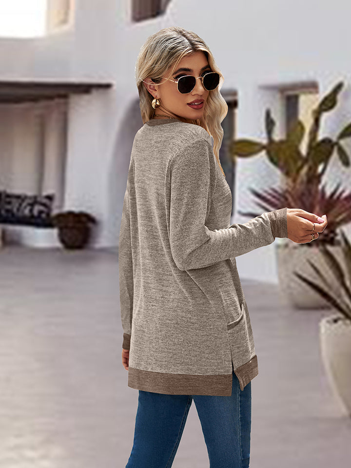 Round Neck Long Sleeve Blouse