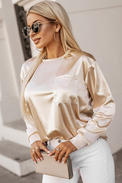 Round Neck Long Sleeve Blouse