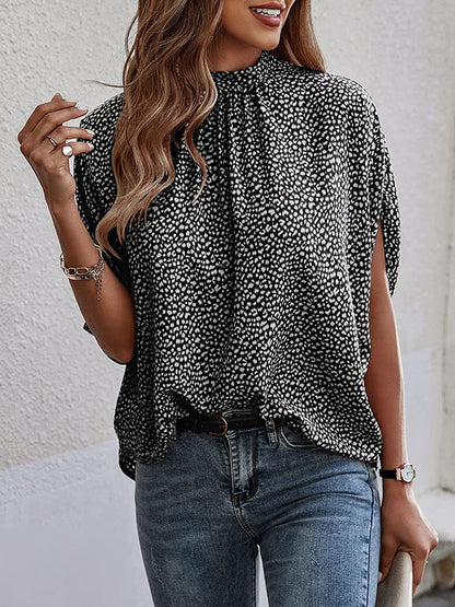 Round Neck Slit Sleeve Blouse