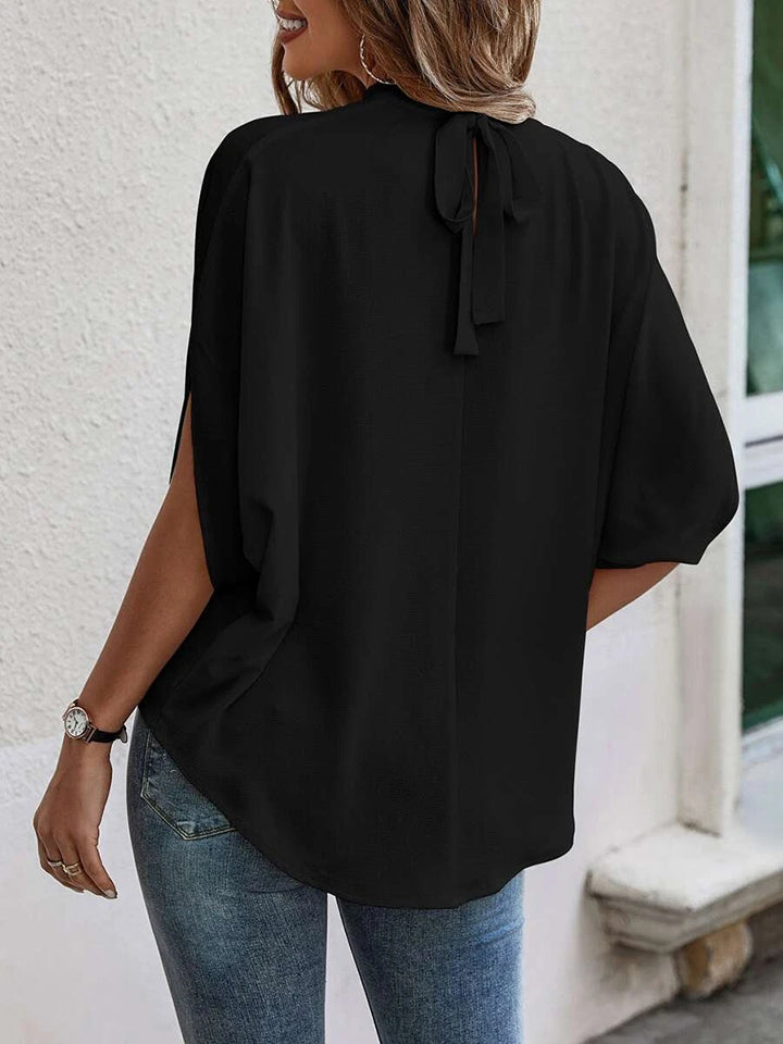 Round Neck Slit Sleeve Blouse