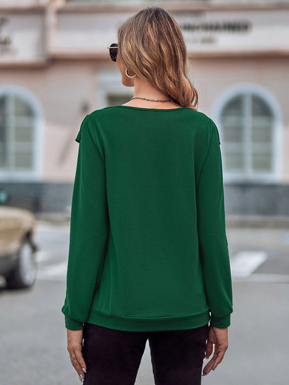 Ruffled Round Neck Long Sleeve Top