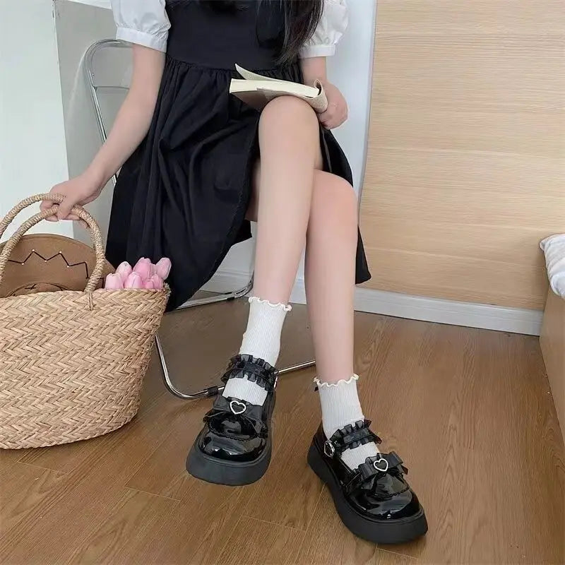 [Olmee] In Stock School Girl Jirai Kei Accessories Loafer Pumps JK Platform Shoes Japanese Leather Lolita Mine Style y2k Kawaii