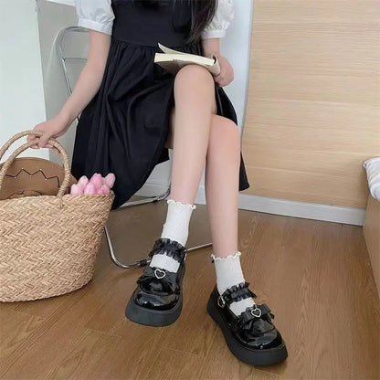[Olmee] In Stock School Girl Jirai Kei Accessories Loafer Pumps JK Platform Shoes Japanese Leather Lolita Mine Style y2k Kawaii