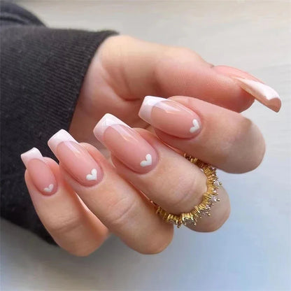 24Pcs Medium Long Acrylic Fake Nails Art Cool Spice Girls Wearing False Nails Set Press on Nail Tips Removable French Nails Fake