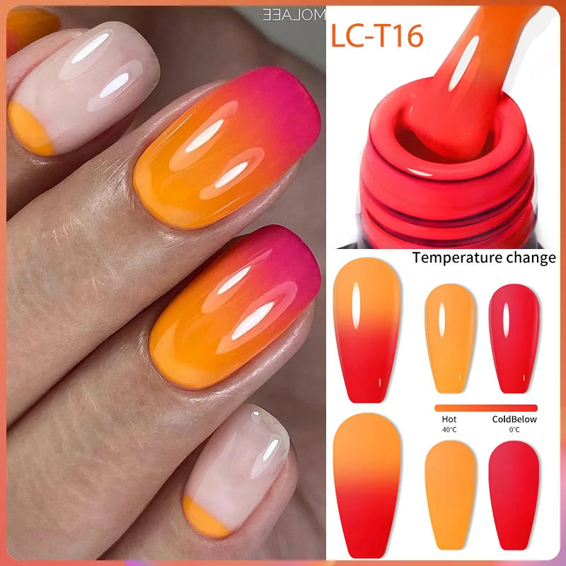 LILYCUTE Thermal Gel Nail Polish 3-layers Color Changing Effect Gel Varnishes All For Manicure Long Lasting Nails Art UV Gel