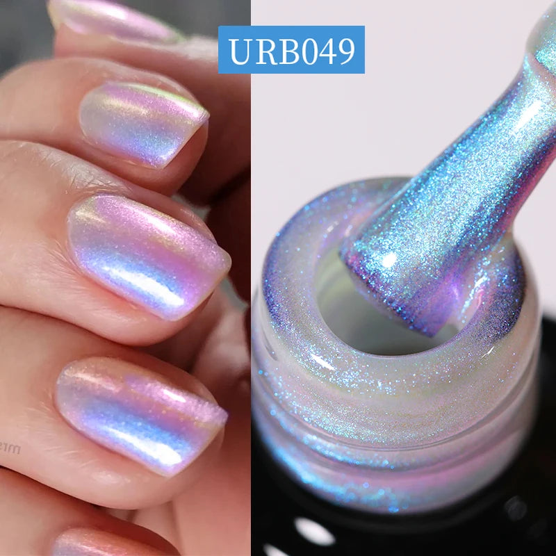 UR SUGAR 7ml Aurora Rubber Base Gel Nail Polish Sparking Glitter Chrome Semi Permanent Soak Off UV LED Nail Art Supplies Vernis