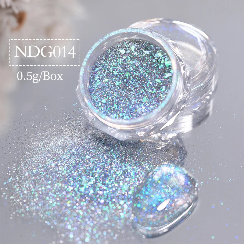 NICOLE DIARY Aurora Nail Powder Chrome Pigment Pearl Metallic Rubbing Dust Chameleon Effect Nail Art Glitter Manicure Decoration