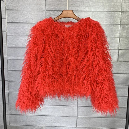 Women Fashion Faux Fur Coats Vintage Solid Loose Warm Flurry Coats Autumn Winter Lady Fashion Thick Streetwear Fur Jacket