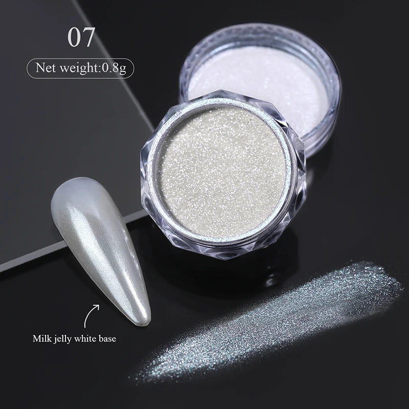 NICOLE DIARY Aurora Nail Powder Chrome Pigment Pearl Metallic Rubbing Dust Chameleon Effect Nail Art Glitter Manicure Decoration