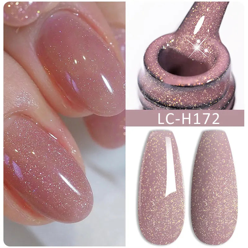 LILYCUTE Nude Glitter Color Sparkling Gel Nail Polish Spring Long Lasting For Manicure Soak Off Nail Base Top Coat Gel Varnish