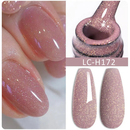 LILYCUTE Nude Glitter Color Sparkling Gel Nail Polish Spring Long Lasting For Manicure Soak Off Nail Base Top Coat Gel Varnish