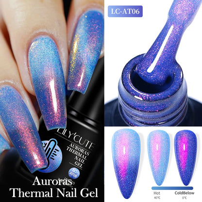 LILYCUTE Thermal Gel Nail Polish 3-layers Color Changing Effect Gel Varnishes All For Manicure Long Lasting Nails Art UV Gel