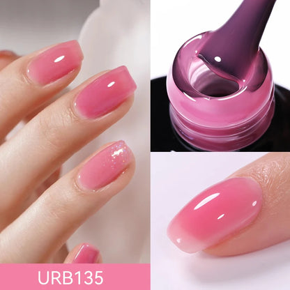 UR SUGAR 7ml Nude Pink Glitter Rubber Base Gel Polish Sparking Sequins Semi Permanent Soak Off Nail Art Varnish All For Manicure