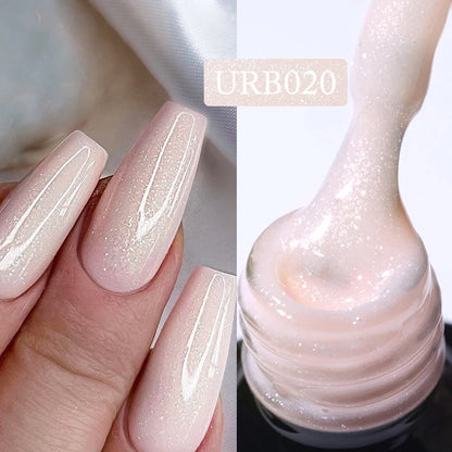 UR SUGAR 7ml Nude Pink Glitter Rubber Base Gel Polish Sparking Sequins Semi Permanent Soak Off Nail Art Varnish All For Manicure