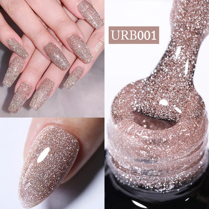 UR SUGAR 7ml Aurora Rubber Base Gel Nail Polish Sparking Glitter Chrome Semi Permanent Soak Off UV LED Nail Art Supplies Vernis