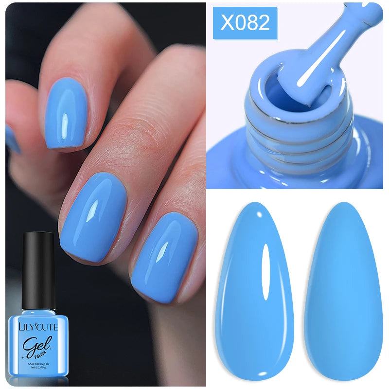 LILYCUTE 7ml Autumn Red Brown Gel Nail Polish 125 Colors All For Manicure Semi Permanent Soak Off Base Top Coat Nail Art Varnish