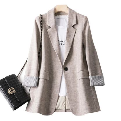 Women's Long Sleeved Spring Casual Blazer New Fashion Business Solid Color Blazer Women's Office Blazer Women's Coat Jacket 2022