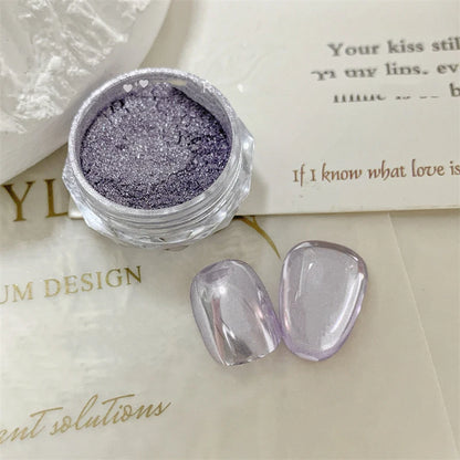 10g/Bottle Pearls White Nail Pigment Glitter Aurora Nail Powder Purple Chrome Glitter Pigment Dust UV Manicure Dip Powder