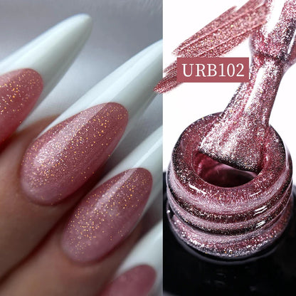 UR SUGAR 7ml Nude Pink Glitter Rubber Base Gel Polish Sparking Sequins Semi Permanent Soak Off Nail Art Varnish All For Manicure