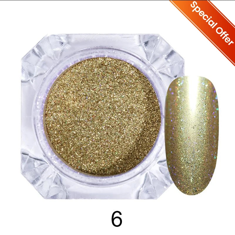NICOLE DIARY Bright White Pearl Nail Powder Moonlight Plating Mirror Aurora Effect Pigments UV Gel Polish Chrome Dust Nail Decor