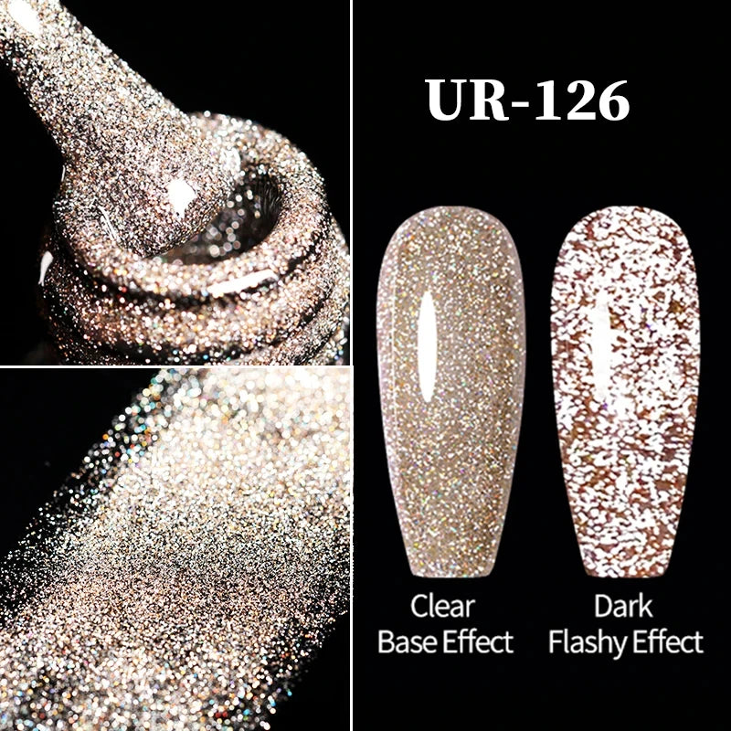 UR SUGAR 7.5ML Sparkling Reflective Glitter Gel Nail Polish Champagne Gold Sliver Manicure Semi Permanent UV Varnish Nail Art