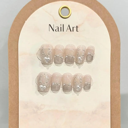 10PCS Pink Cat Eye Handmade Press On Nails Square Head Fake Nails Diamond Designs Full Cover Nail Art Tips Wearable False Nails