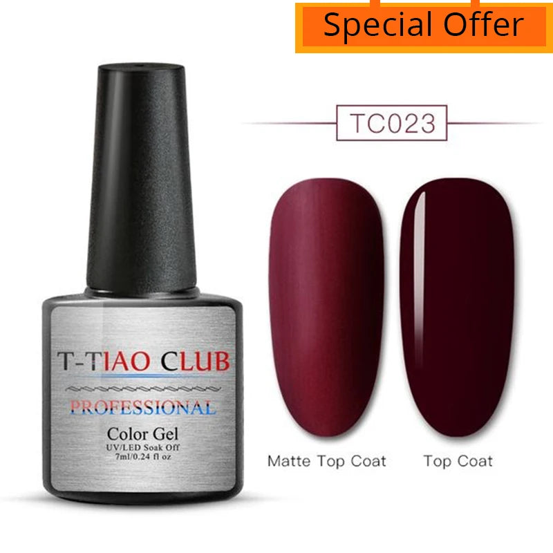 MEET ACROSS 7ml Red Gel Nail Polish Crystal Semi Permanent Soak Off UV Gel Varnish Nail Art Manicure Base Matte Top Coat Vernis