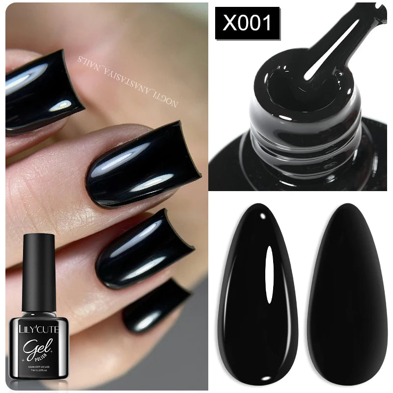 LILYCUTE 7ml Autumn Red Brown Gel Nail Polish 125 Colors All For Manicure Semi Permanent Soak Off Base Top Coat Nail Art Varnish