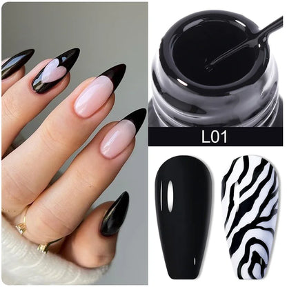 LILYCUTE 5ml White Black Liner Gel Nail Polish Colorful French Painting Stripe Semi Permanent Drawing Nail Art UV Gel Varnish