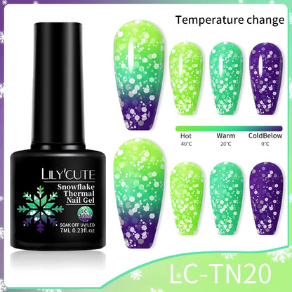 LILYCUTE Thermal Gel Nail Polish 3-layers Color Changing Effect Gel Varnishes All For Manicure Long Lasting Nails Art UV Gel