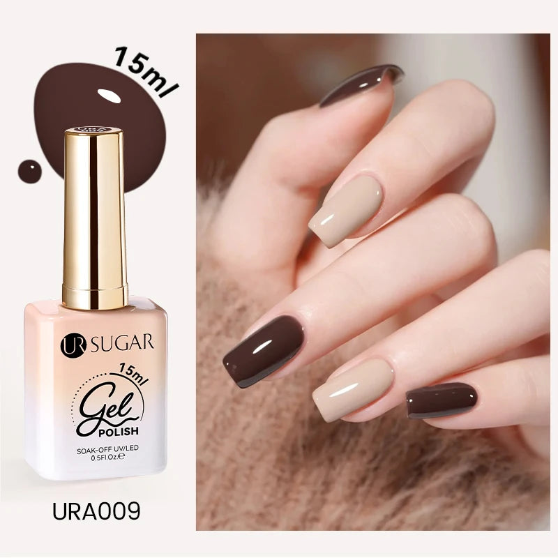 UR SUGAR 15ml Cafe Brown Series Color Gel  Autumn Colors Gel Varnishes All For Nails Soak Off UV LED Semi Permanent Nail Art