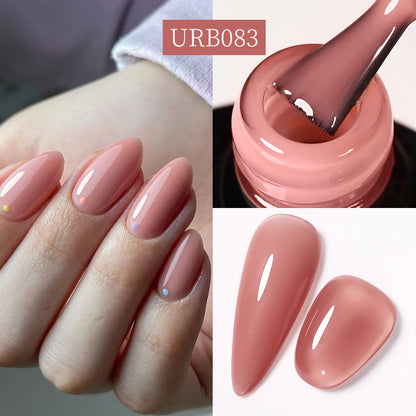 UR SUGAR 7ml Nude Pink Glitter Rubber Base Gel Polish Sparking Sequins Semi Permanent Soak Off Nail Art Varnish All For Manicure