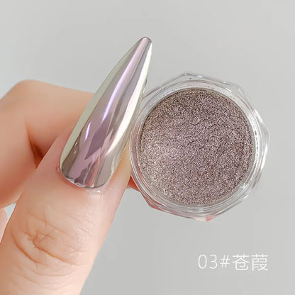 10g/Bottle Pearls White Nail Pigment Glitter Aurora Nail Powder Purple Chrome Glitter Pigment Dust UV Manicure Dip Powder